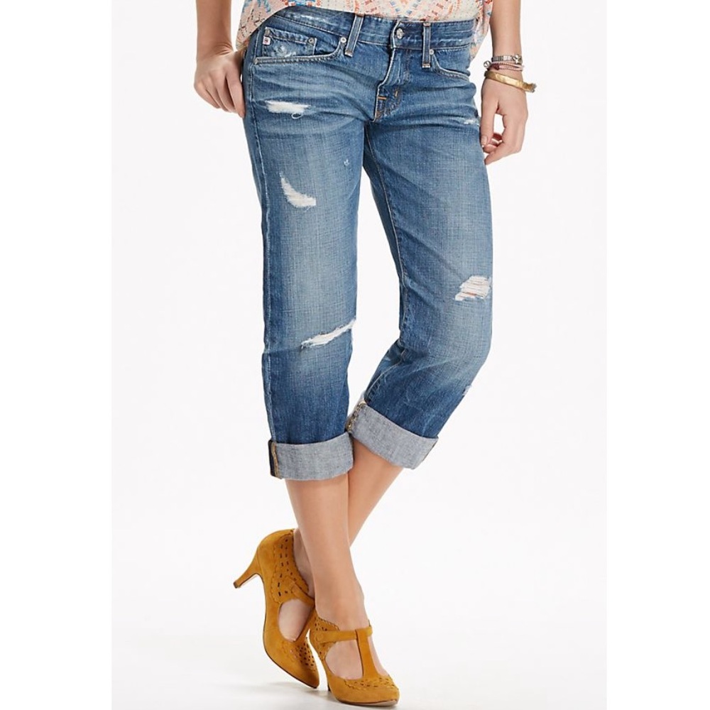 AG the ex boyfriend crop distressed jeans size 28R